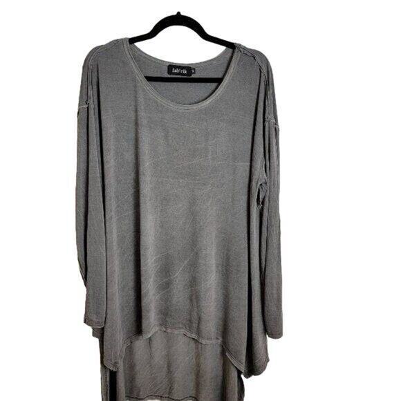 Fab'rik Tunic Top Women's Medium Gray Tie Dye Hi-Lo Stretch Tie Dye Reverse Seam - Picture 7 of 10